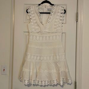 Plunging Neck Lace Trim Dress.